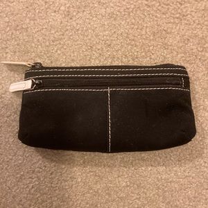 Vintage Nine West Black Canvas Zippered Makeup Bag